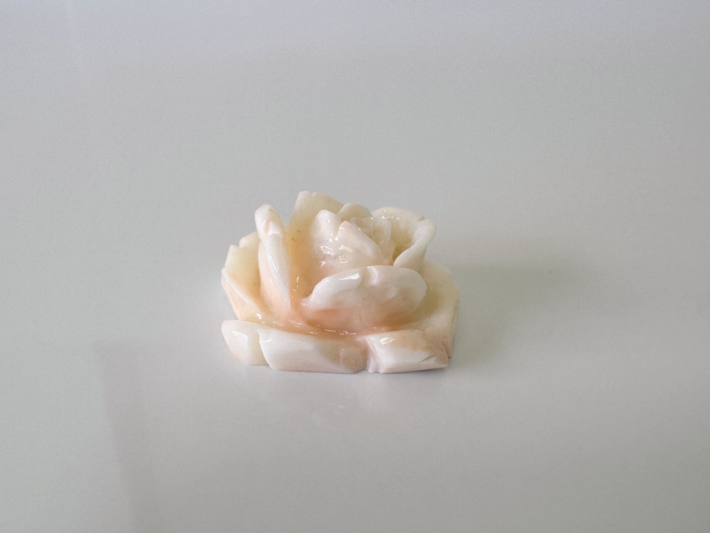 Natural Deep Sea Coral Rose Carving Loose, Natural Pale White Pink Color Coral, 29x22mm, Flat Back, For Jewelry Making