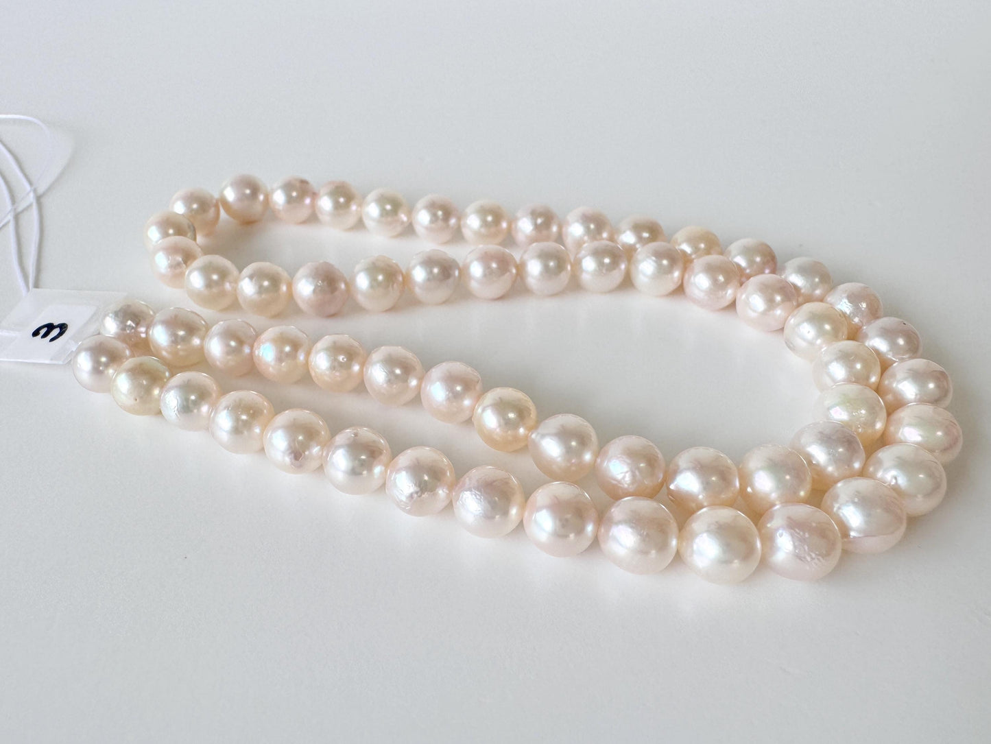 6.5-7mm Japanese White/Pink Akoya Pearl Beads, Genuine Akoya Pearl, Full Strand, 40cm , 15.7", Cultured Salt water pearl