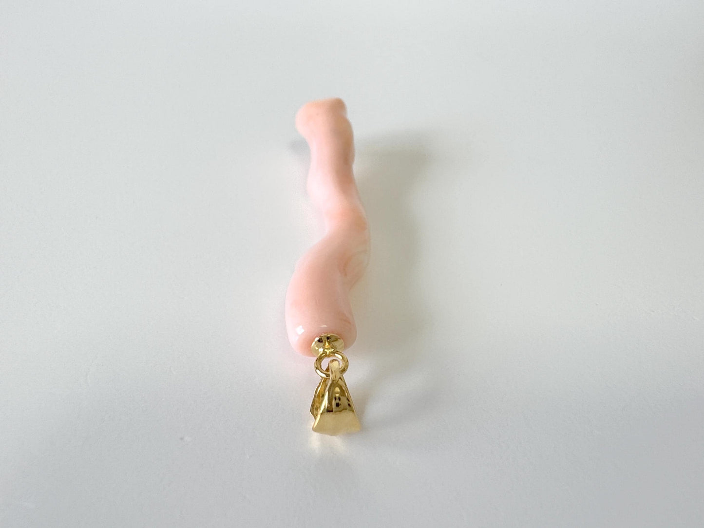 Natural Deep Sea Coral Branch Pendant, 45mm, Natural Pink/Orange color coral branch pendant, Silver (Gold-Plated) bail