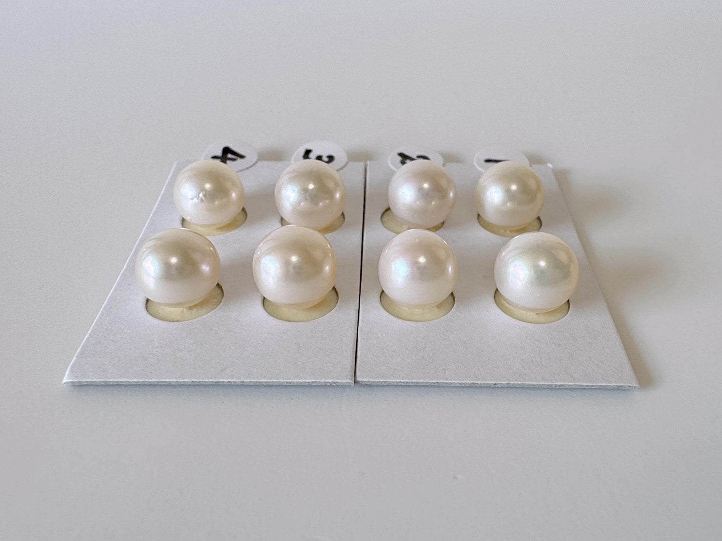 Japanese White Akoya Cultured Pearl 8.4-9mm, Genuine Akoya Pearl, Half-Drilled Round loose, Price per Pair, Salt water pearl