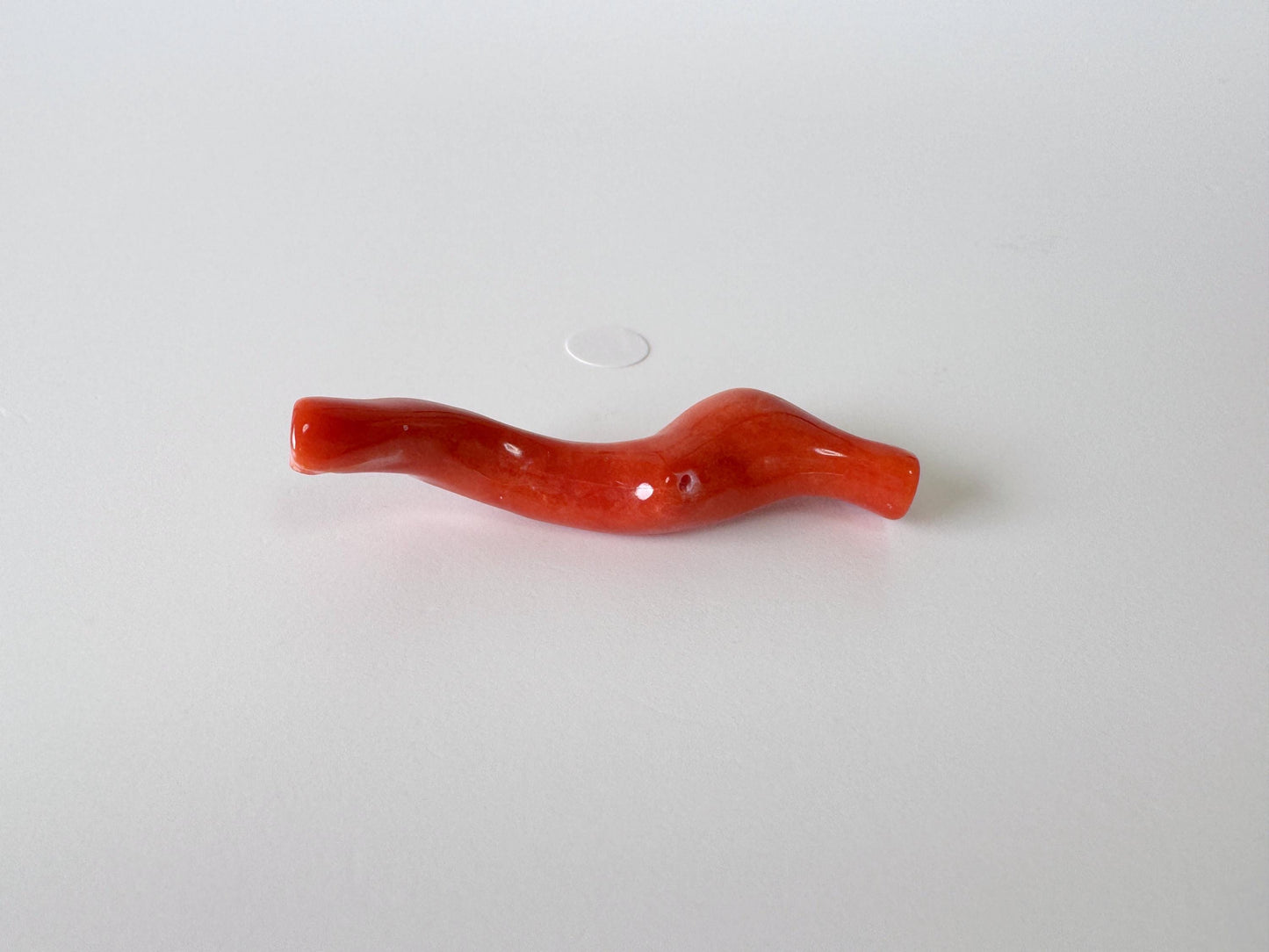 Japanese red(Aka) coral branch, 45mm, Hole on top, Natural red color coral for jewelry making