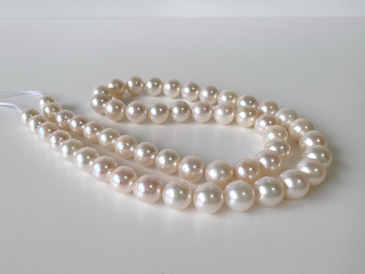 7-8.5mm Japanese White Akoya Pearl Beads, Genuine Akoya Pearl, Full Strand, 41cm , 16.1", Salt water pearl