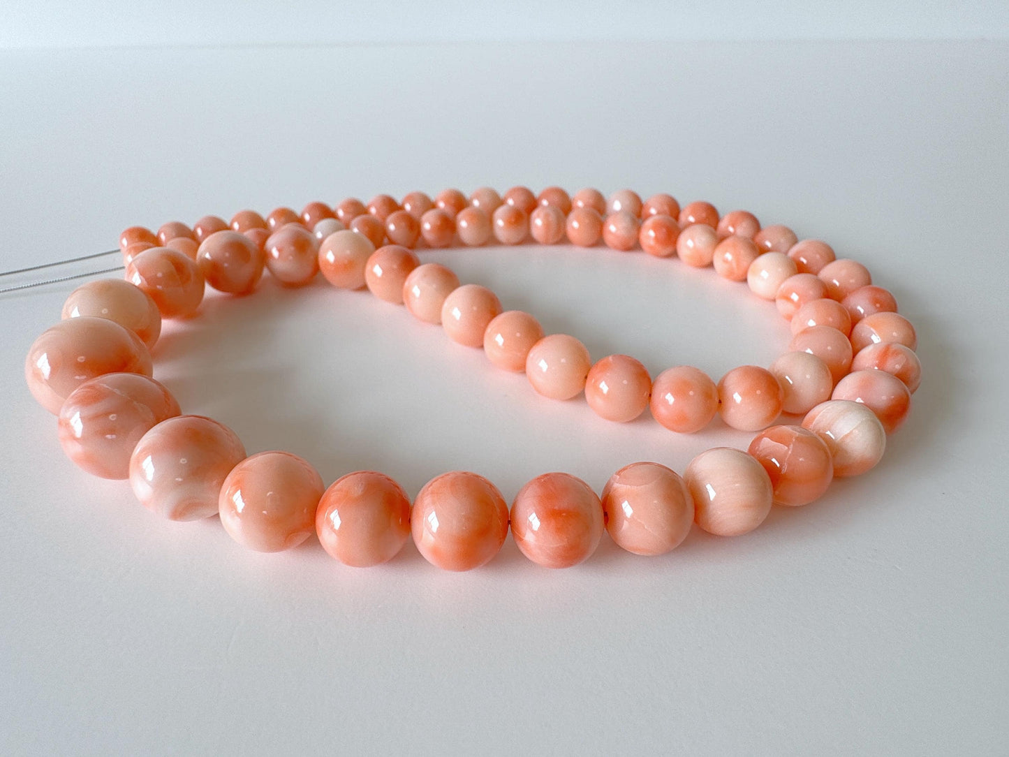 Natural Deep Sea Coral 6-12.7mm Round Beads Strand, Genuine Natural Pink / Orange Color, 53cm, 20.8in, For Jewelry Making