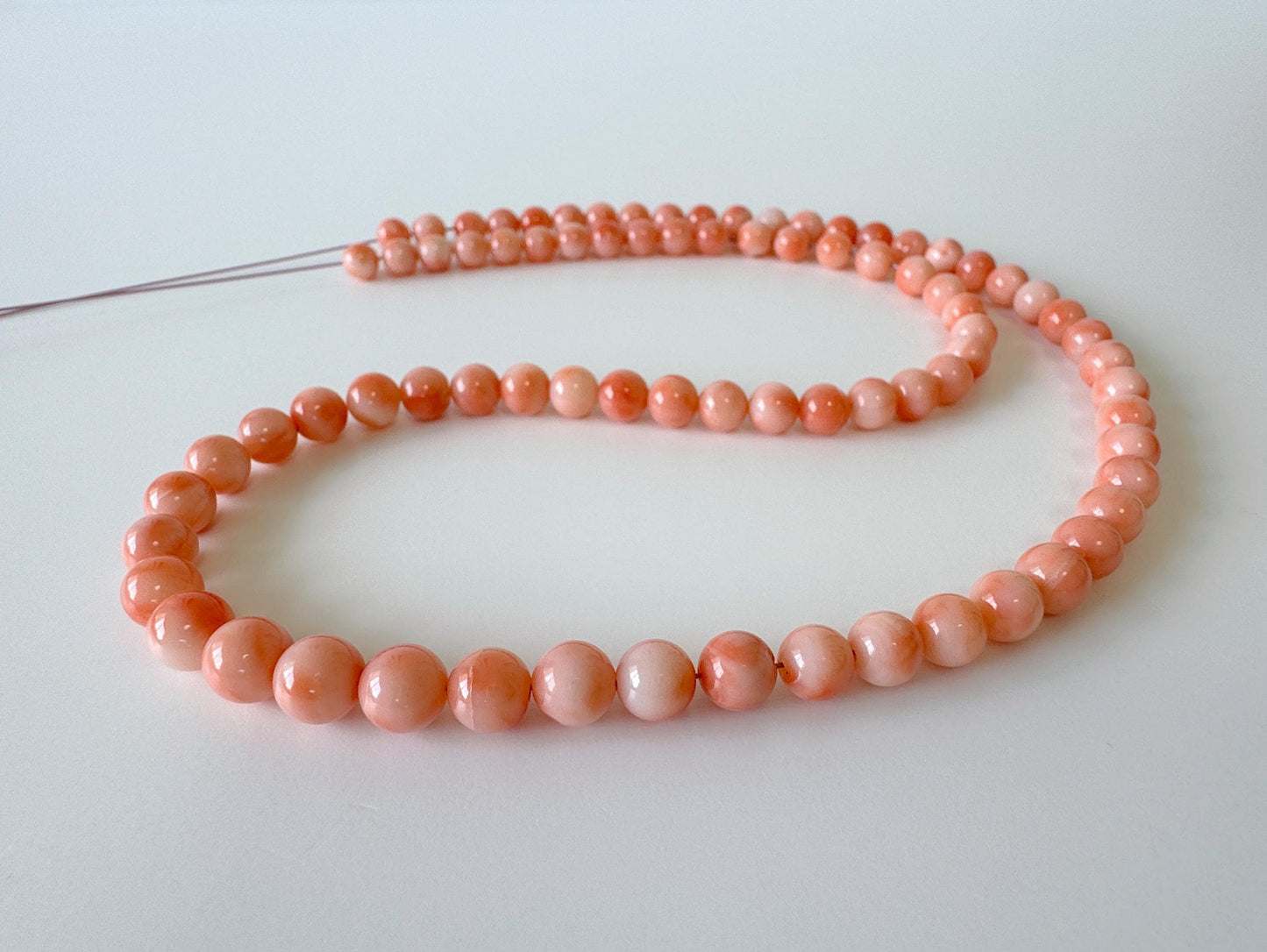 Natural Deep Sea Coral 5-6.6mm Round Beads Strand, Genuine Natural Pink / Orange Color, 42.5cm, 16.7in, For Jewelry Making