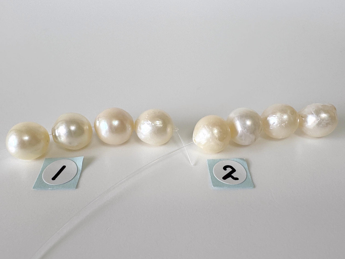 Japanese Cream White Akoya Pearl Beads, 9.5-9.9mm, Mini Strand, Short Strand, 4 Pieces, Genuine Akoya Pearl, Cultured in Sea Water