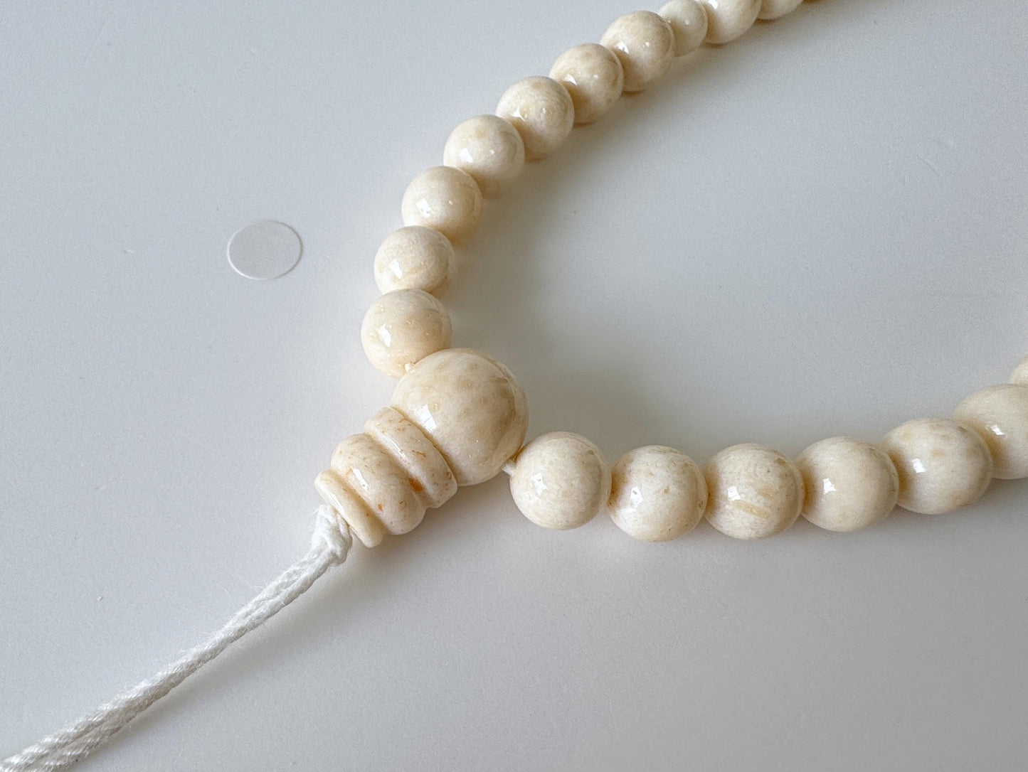 Natural white/ivory color bamboo coral 8-8.5mm Beads For Making Rosary, Mala, Prayer Beads, For Japanese type rosary, price per strand