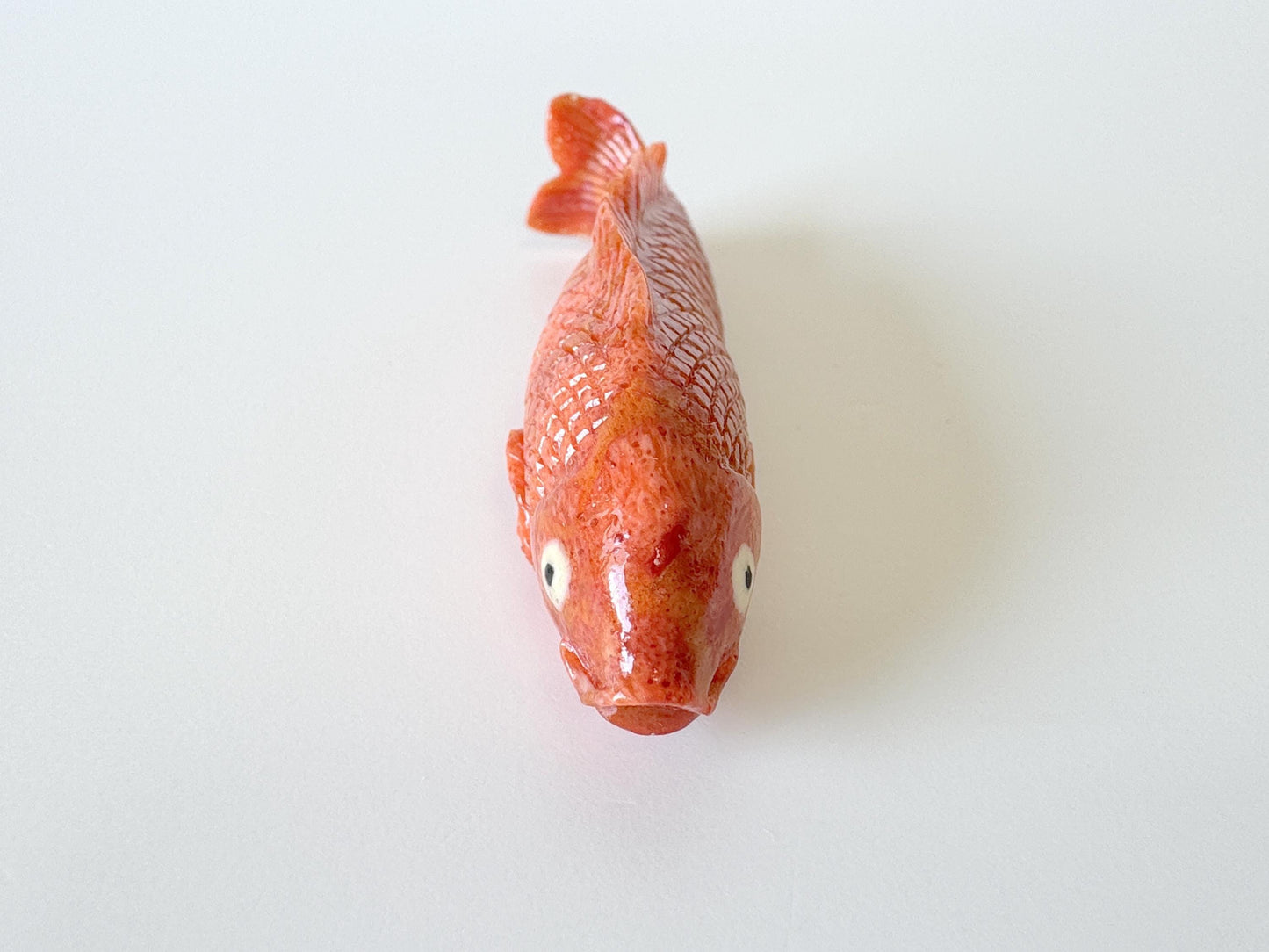 64mm Natural Sponge Coral Carp Carving Loose, Apple Coral Fish Carving, For Display, For Decoration, For Accessory Making