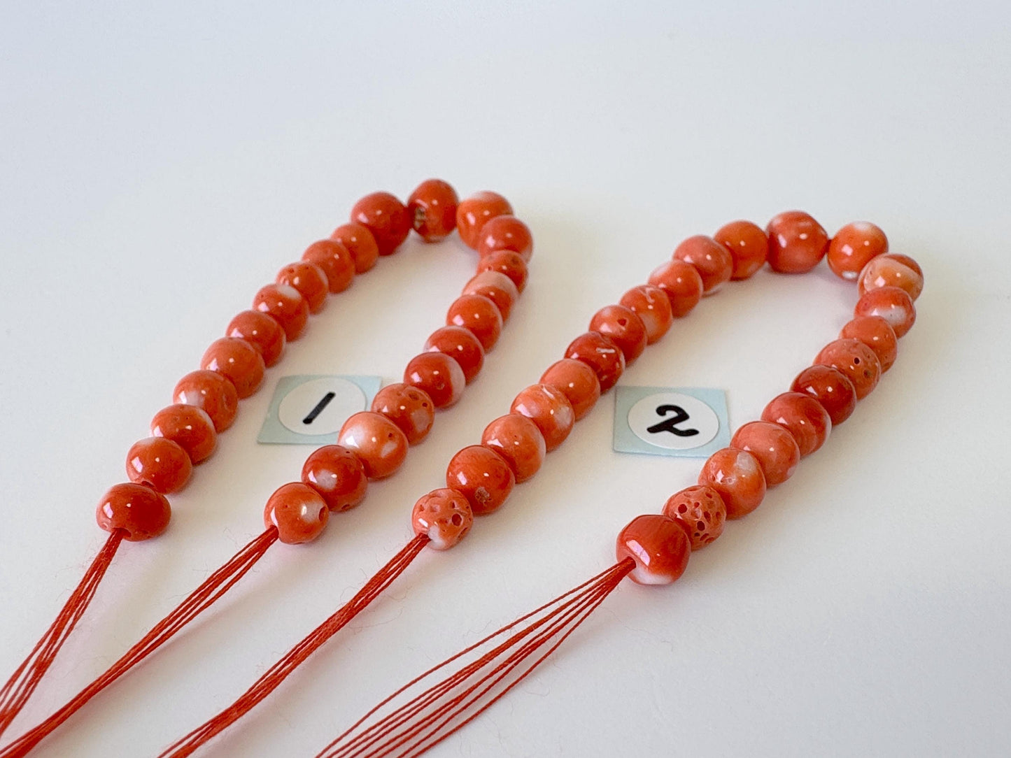 Natural Momo Coral Short Strand Beads, Orange/White Color Coral Beads, 11cm, Genuine Natural Color Japanese Coral Beading Parts