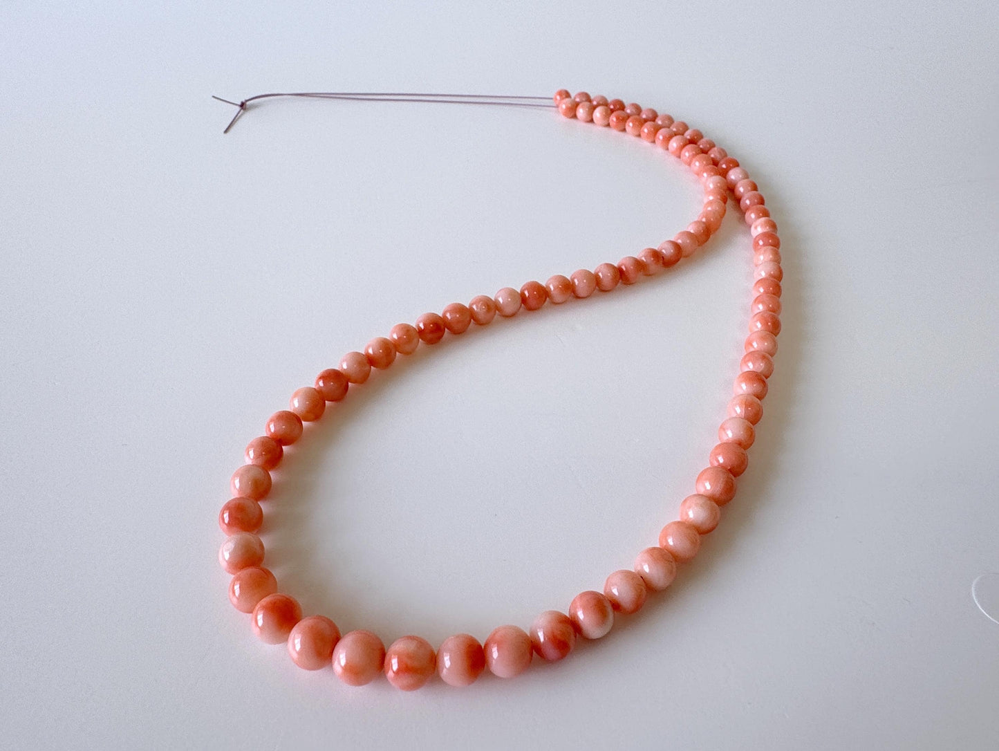 Natural Deep Sea Coral 5-6.6mm Round Beads Strand, Genuine Natural Pink / Orange Color, 42.5cm, 16.7in, For Jewelry Making
