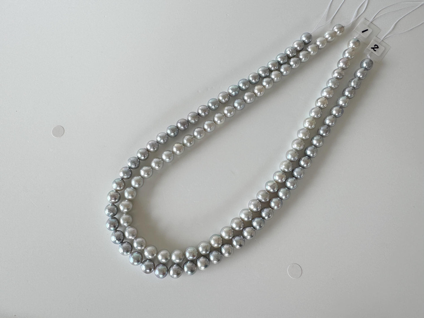 7.5-8mm Japanese Akoya Pearl Beads, Natural Blue/Silver color pearl, Genuine Akoya Pearl, Full Strand 40cm , 15.7", Salt water pearl