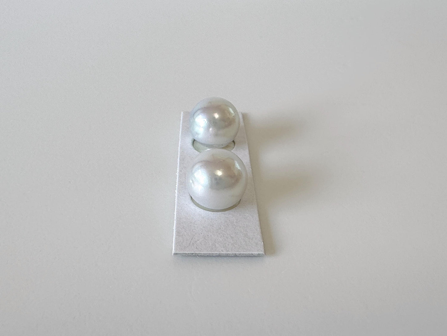 Japanese Akoya pearl 9.6mm, Light Blue Color, Half-Drilled Nearly Round/Semi-round loose, Natural Color, Price per Pair, Salt water pearl