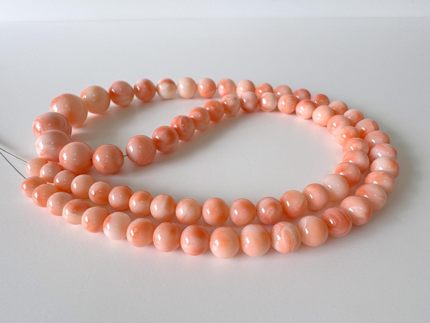 Natural Deep Sea Coral 6-12.7mm Round Beads Strand, Genuine Natural Pink / Orange Color, 53cm, 20.8in, For Jewelry Making