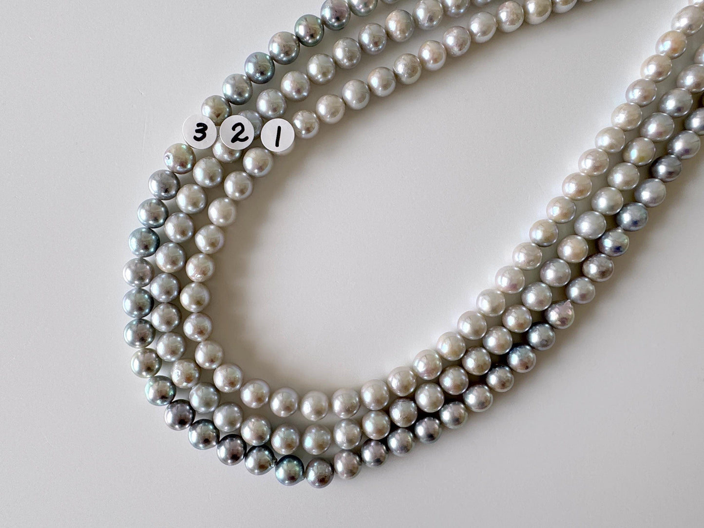 7-7.5mm Japanese Akoya Pearl Beads, Blue/Silver color pearl (Cobalt treated), Genuine Akoya Pearl, Full Strand, 40cm , 15.7", Salt water pearl