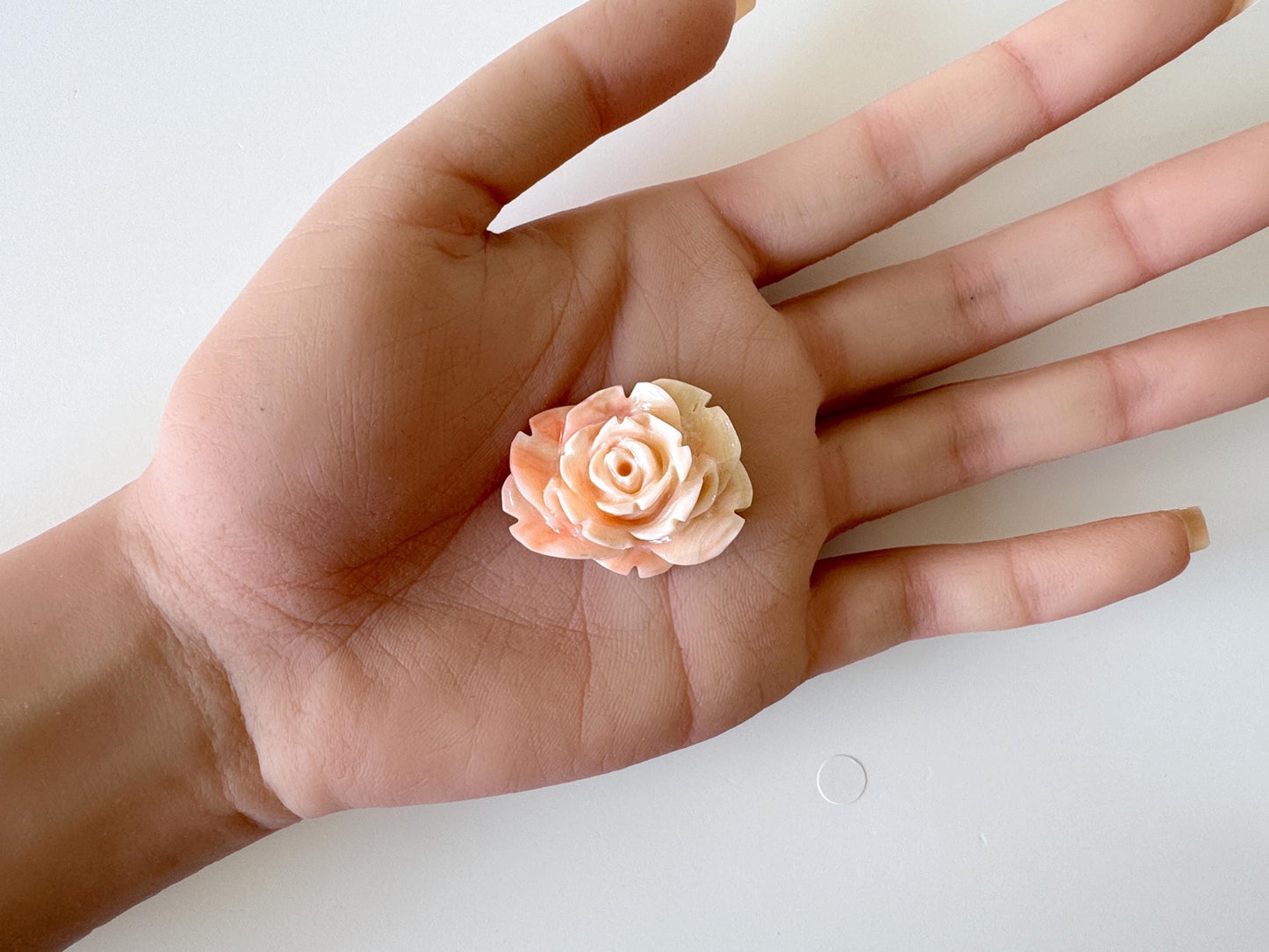 Natural Deep Sea Coral Rose Carving Loose, Natural Pink Color Coral, 32x26mm, Flat Back, For Jewelry Making, Hand Carved