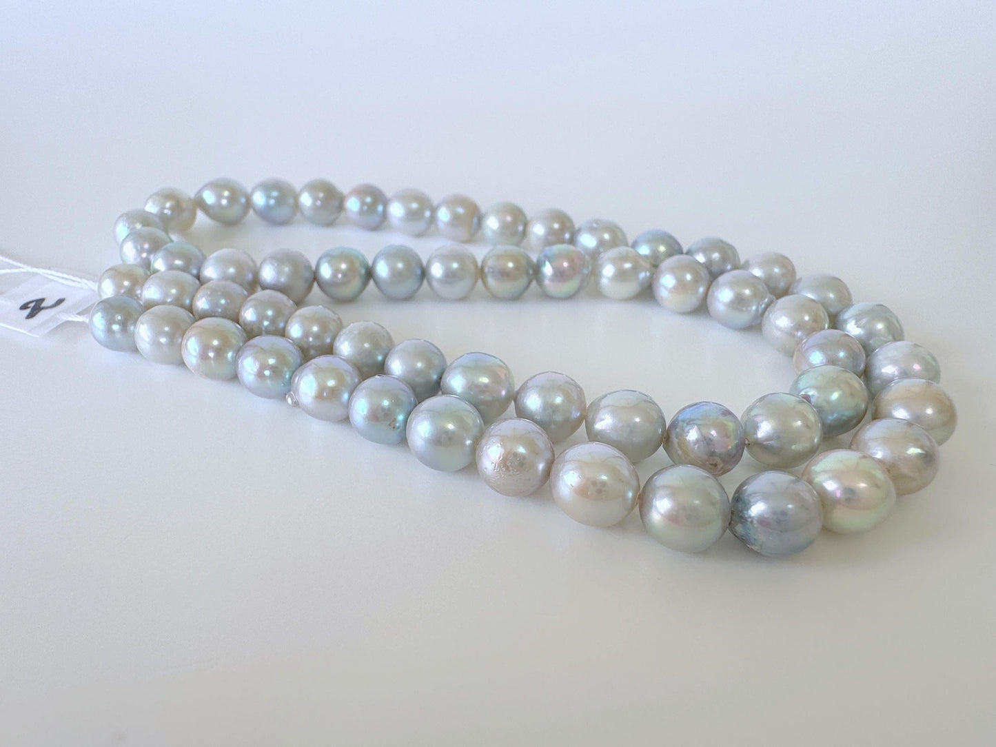6.5-7mm Japanese Akoya Pearl Beads, Blue/Silver color pearl (Cobalt treated), Genuine Salt water Akoya Pearl, Full Strand, 40cm , 15.7"