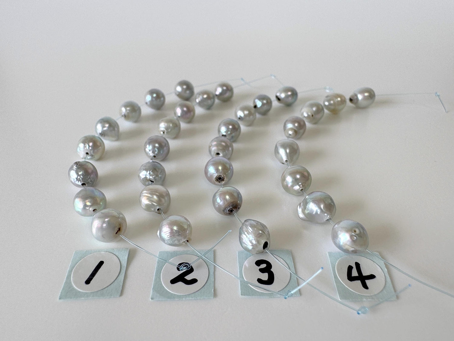 Japanese Blue/Silver color (cobalt treated) Akoya Pearl Beads, 6-6.5mm, Mini Strand, Short Strand of 8 Pieces, Cultured in Sea Water