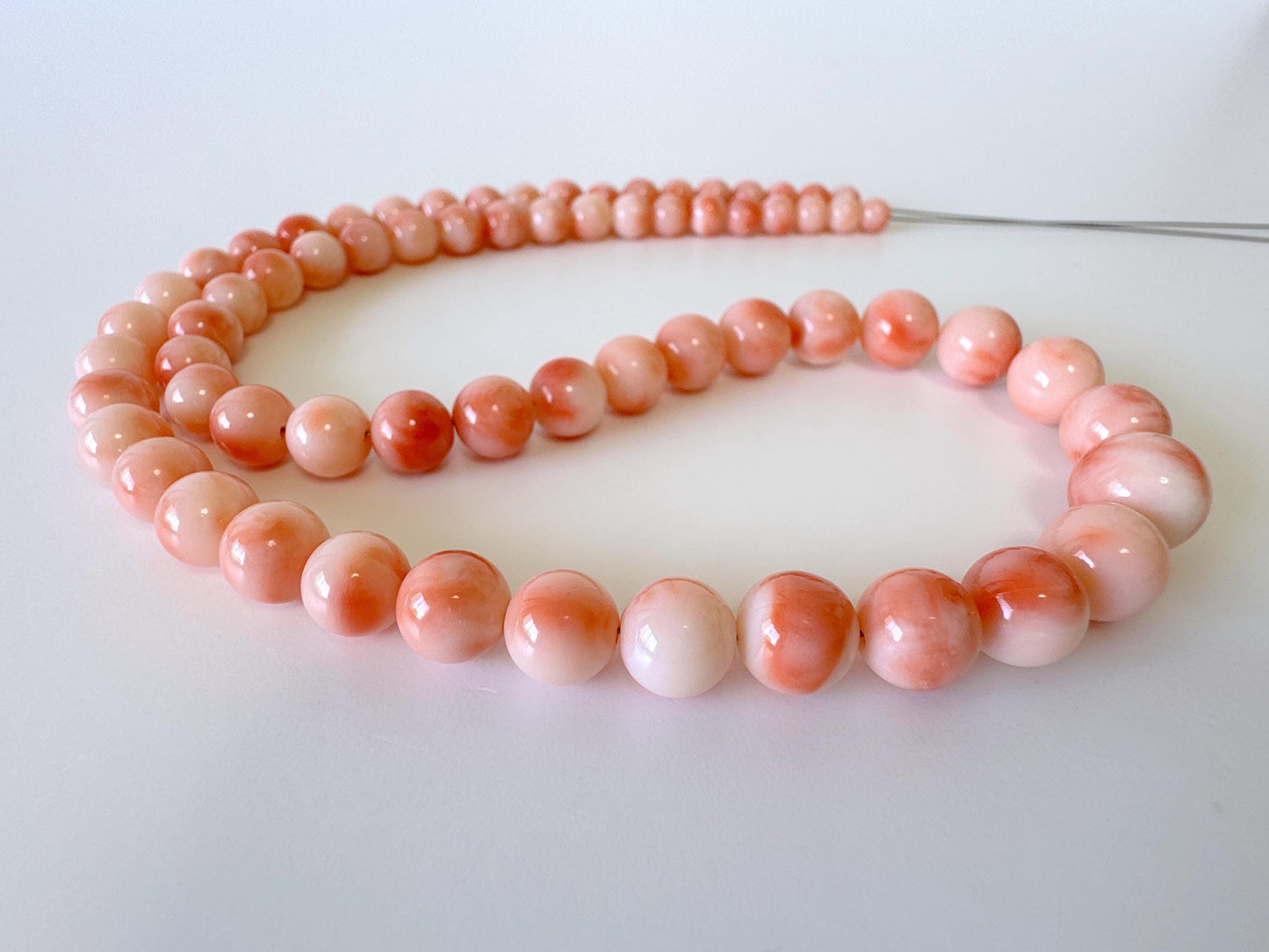 Natural Deep Sea Coral 4.5-9.3mm Round Beads Strand, Genuine Natural Pink / Orange Color, 41cm, 16in, For Jewelry Making