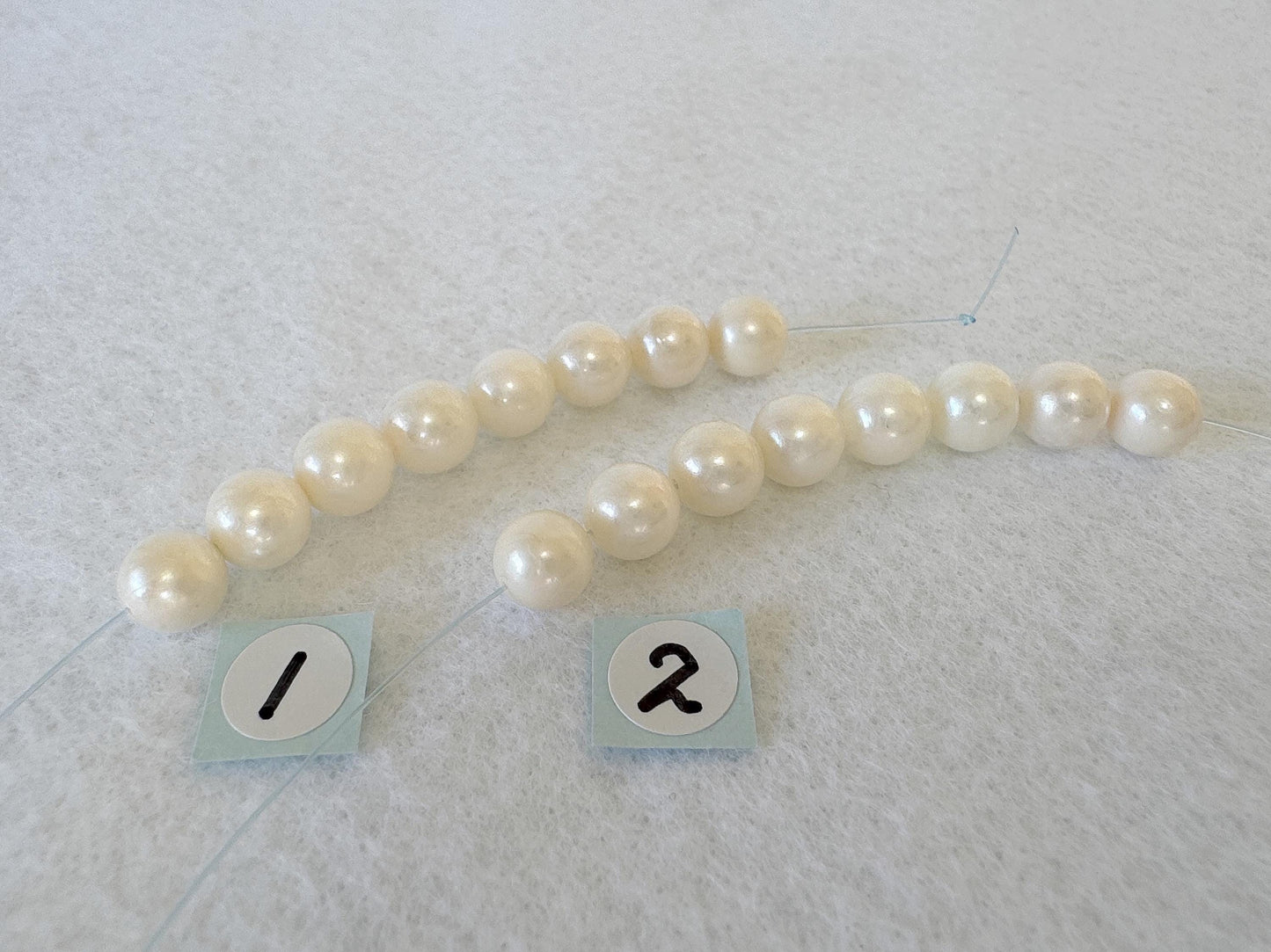 Japanese White/Off-white  Akoya Pearl Beads, 6.5-7mm, Mini Strand, Short Strand, 8 Pieces, Genuine Akoya Pearl, Cultured in Sea Water