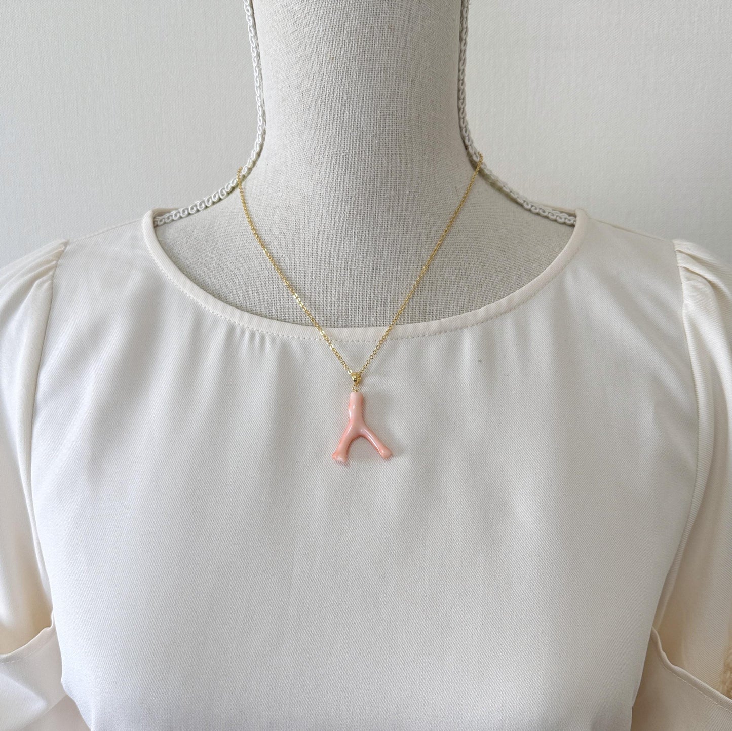 Natural Deep Sea Coral Branch Pendant, 30mm, Natural Pink/Orange color coral branch pendant, Silver (Gold-Plated) bail