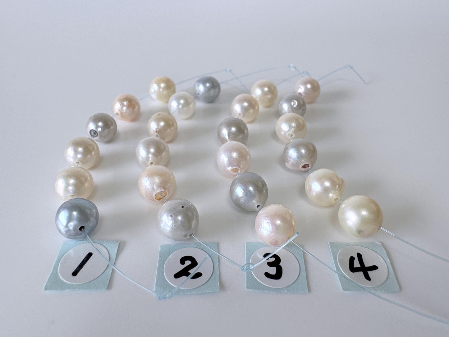 Japanese Multi-color Akoya Pearl Beads, 7-7.5mm, Mini Strand, Short Strand of 6 Pieces, Cultured in Sea Water