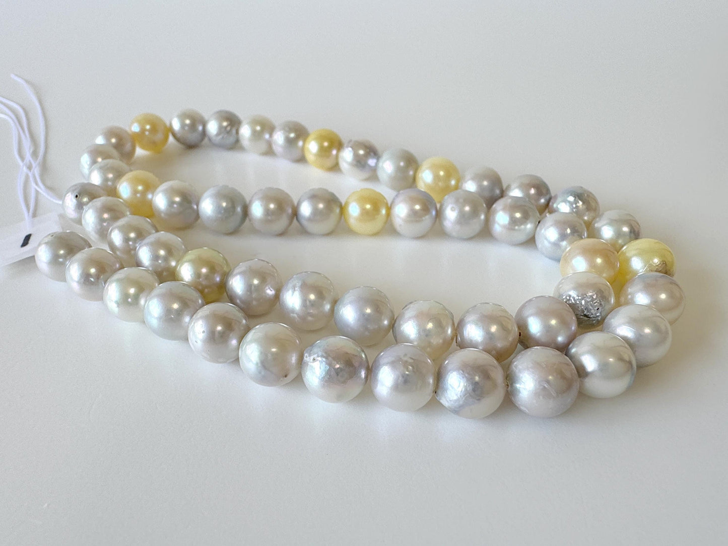 7.5-8mm Japanese Akoya Pearl Beads, Natural blue/silver/yellow/white color pearl, Genuine Salt water Akoya Pearl, Full Strand, 40cm , 15.7"