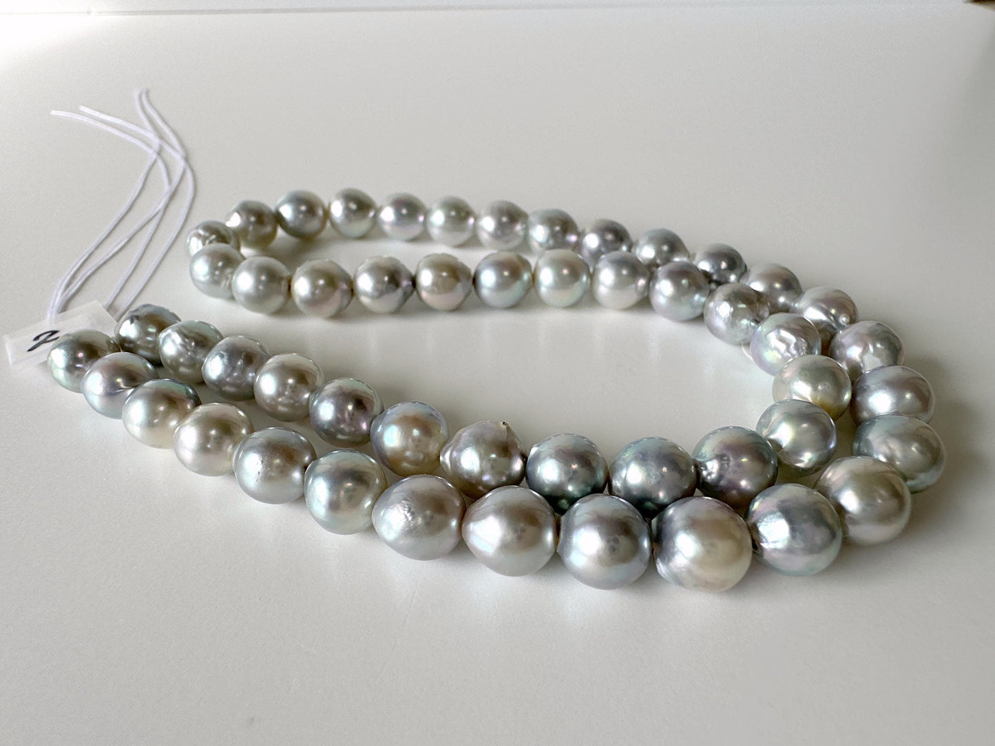7.5-8mm Japanese Akoya Pearl Beads, Natural Blue/Silver color pearl, Genuine Akoya Pearl, Full Strand 40cm , 15.7", Salt water pearl