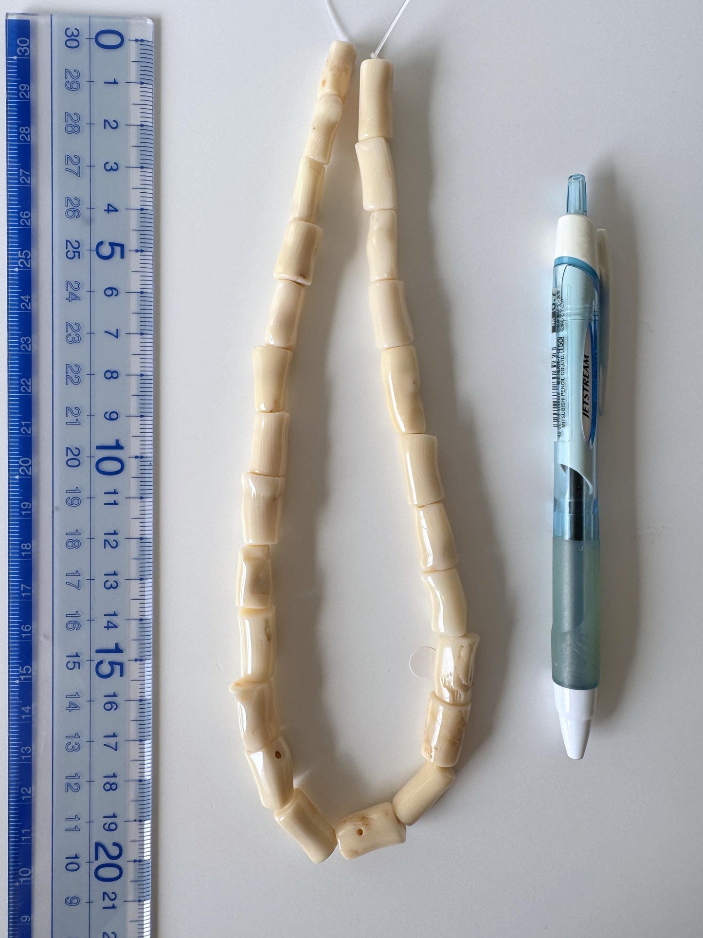 Natural White/Ivory color bamboo coral cylinder/barrel shape strands, 15.7inches,40cm, For jewelry making