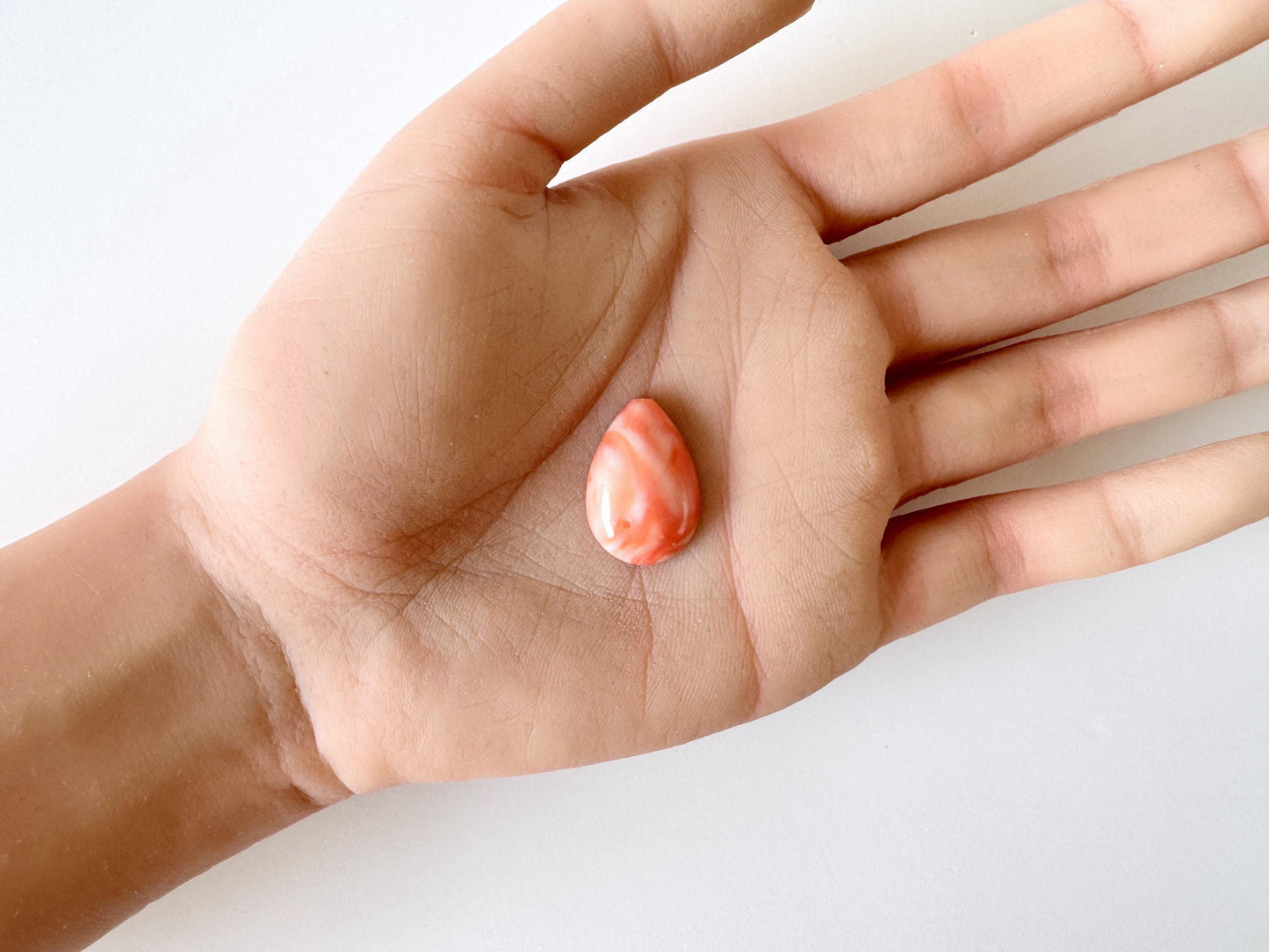 Deep Sea Coral Teardrop Cabochon: Natural Pink, Drilled Hole | Loose Gemstone, Jewelry Making, 21.3x14.7mm