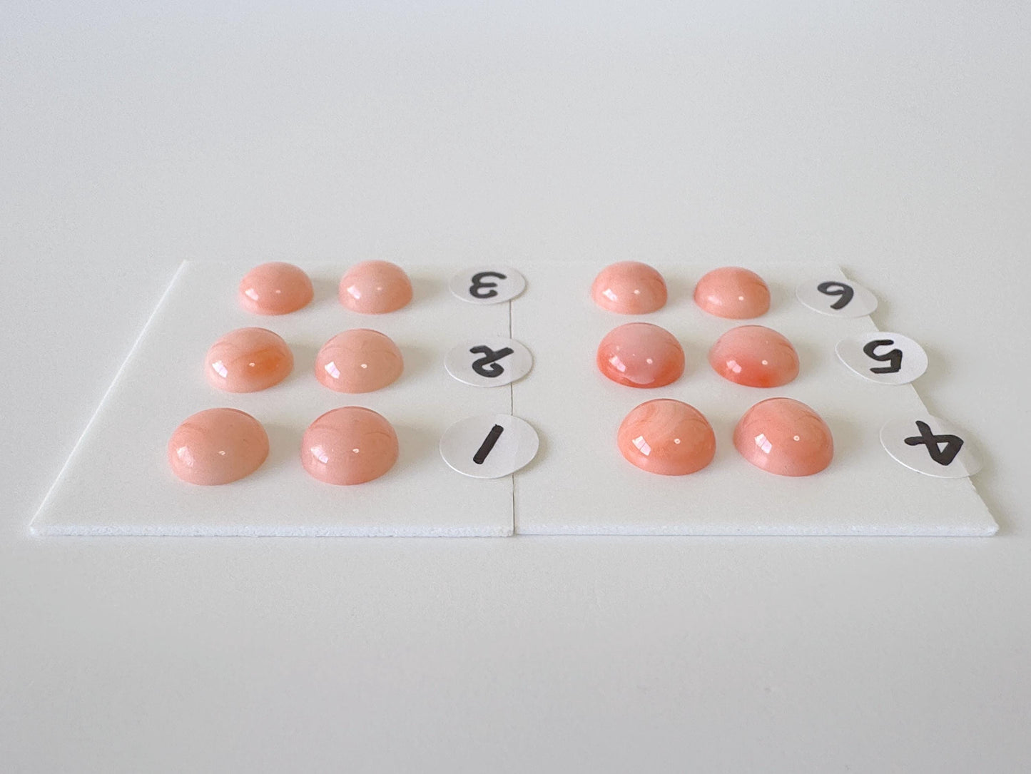 7.3-7.8mm Natural Deep Sea Coral Round Cabochon, natural pink/orange coral, price per pair, for jewelry making, natural color