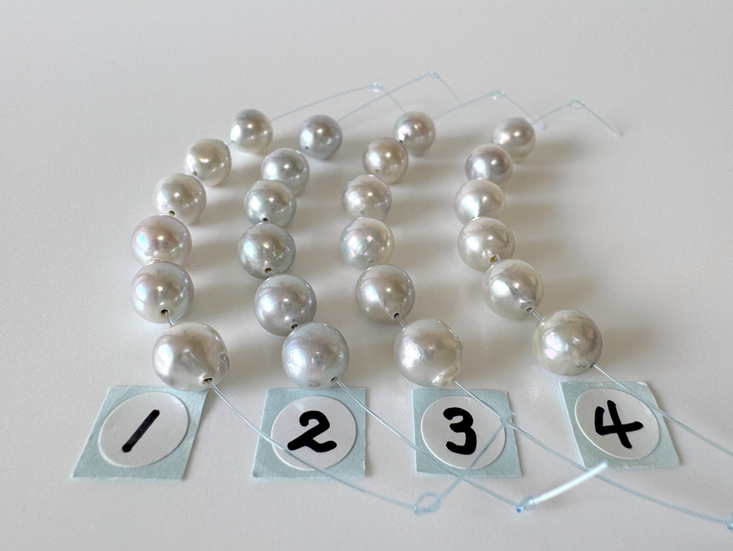 Japanese Blue/Silver color (cobalt treated) Akoya Pearl Beads, 6.5-7mm, Mini Strand, Short Strand of 6 Pieces, Cultured in Sea Water