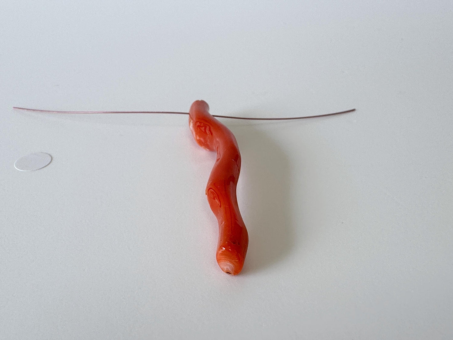 Japanese red(Aka) coral branch, 55mm, side full hole, natural red color coral for jewelry making