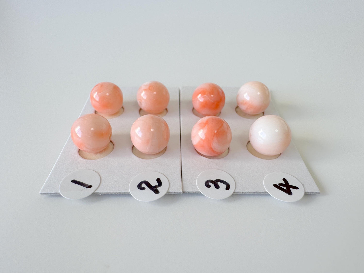 9-9.3mm Full Hole Natural deep sea coral round loose, Pink/Orange/White Coral, For earring sets or pendant, price per pair, Natural Color