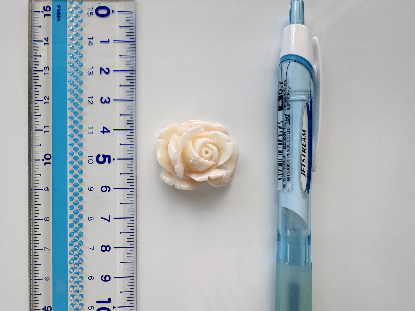 Natural Deep Sea Coral Rose Carving Loose, Natural Pale White Pink Color Coral, 29x22mm, Flat Back, For Jewelry Making