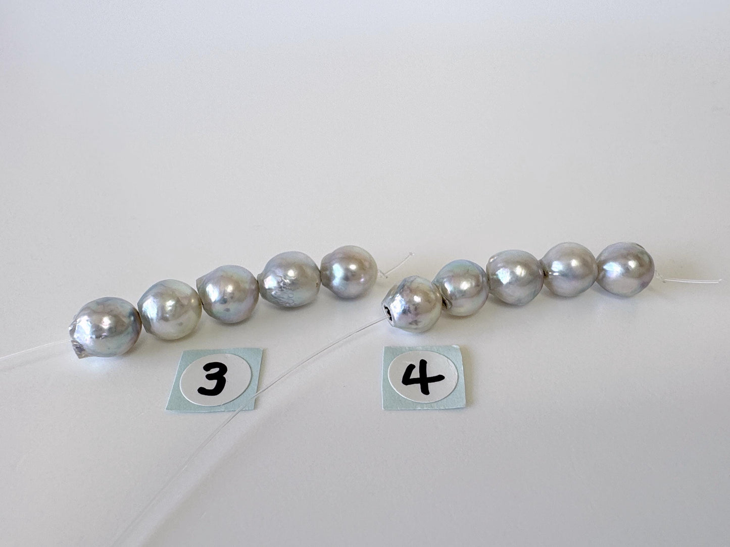 Japanese Natural blue/silver color Akoya Pearl Beads, 7-7.5mm, Mini Strand, Short Strand of 5 Pieces, Cultured in Sea Water