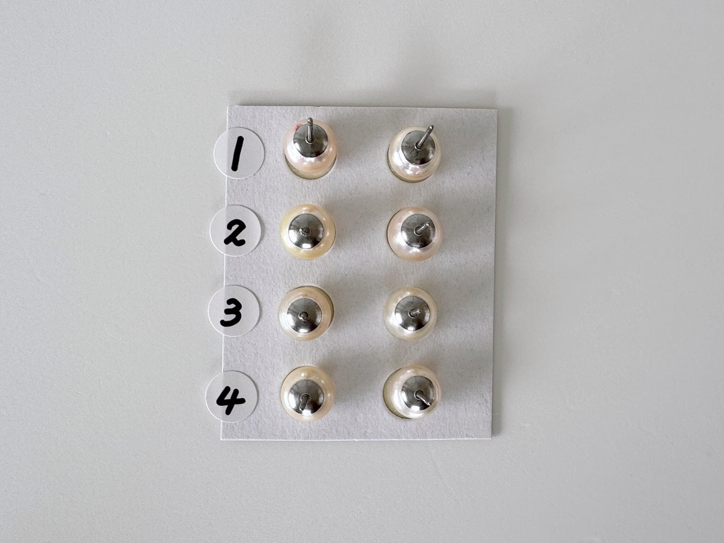 Japanese Cream White Akoya Pearl Stud Earrings, 8mm, Titanium Post/Ear Nuts, Genuine Akoya Pearl, Salt water pearl, Value-priced