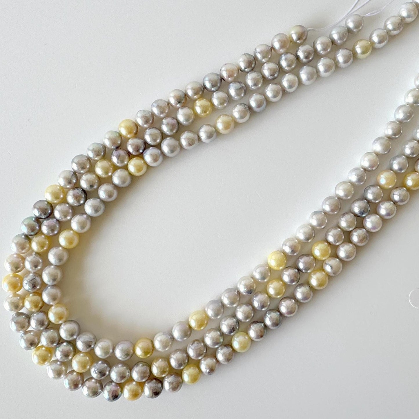7.5-8mm Japanese Akoya Pearl Beads, Natural blue/silver/yellow/white color pearl, Genuine Salt water Akoya Pearl, Full Strand, 40cm , 15.7"