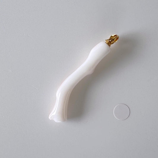Natural Japanese White Coral Branch Pendant, 44mm, Natural White color genuine precious coral, Silver Bail (Gold-Plated)