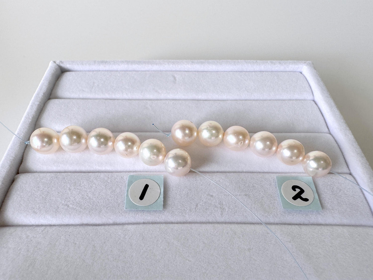 Japanese White/Pink Akoya Pearl Beads, 7-7.5mm, Mini Strand, Short Strand, 6 Pieces, Genuine Akoya Pearl, Cultured in Sea Water