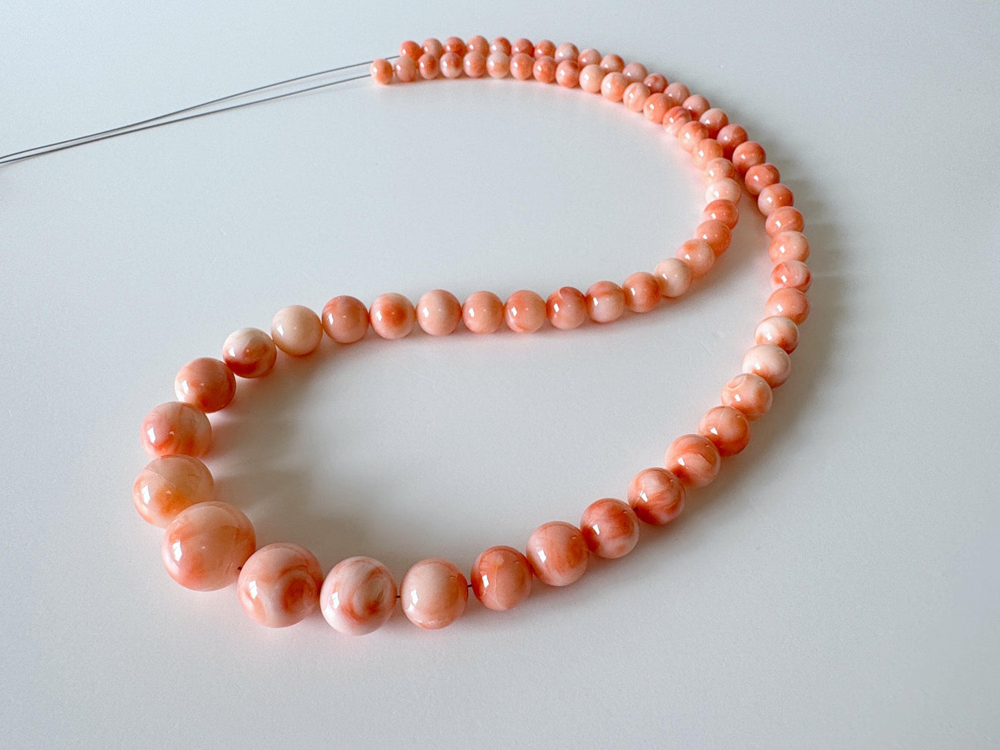 Natural Deep Sea Coral 6-12.7mm Round Beads Strand, Genuine Natural Pink / Orange Color, 53cm, 20.8in, For Jewelry Making