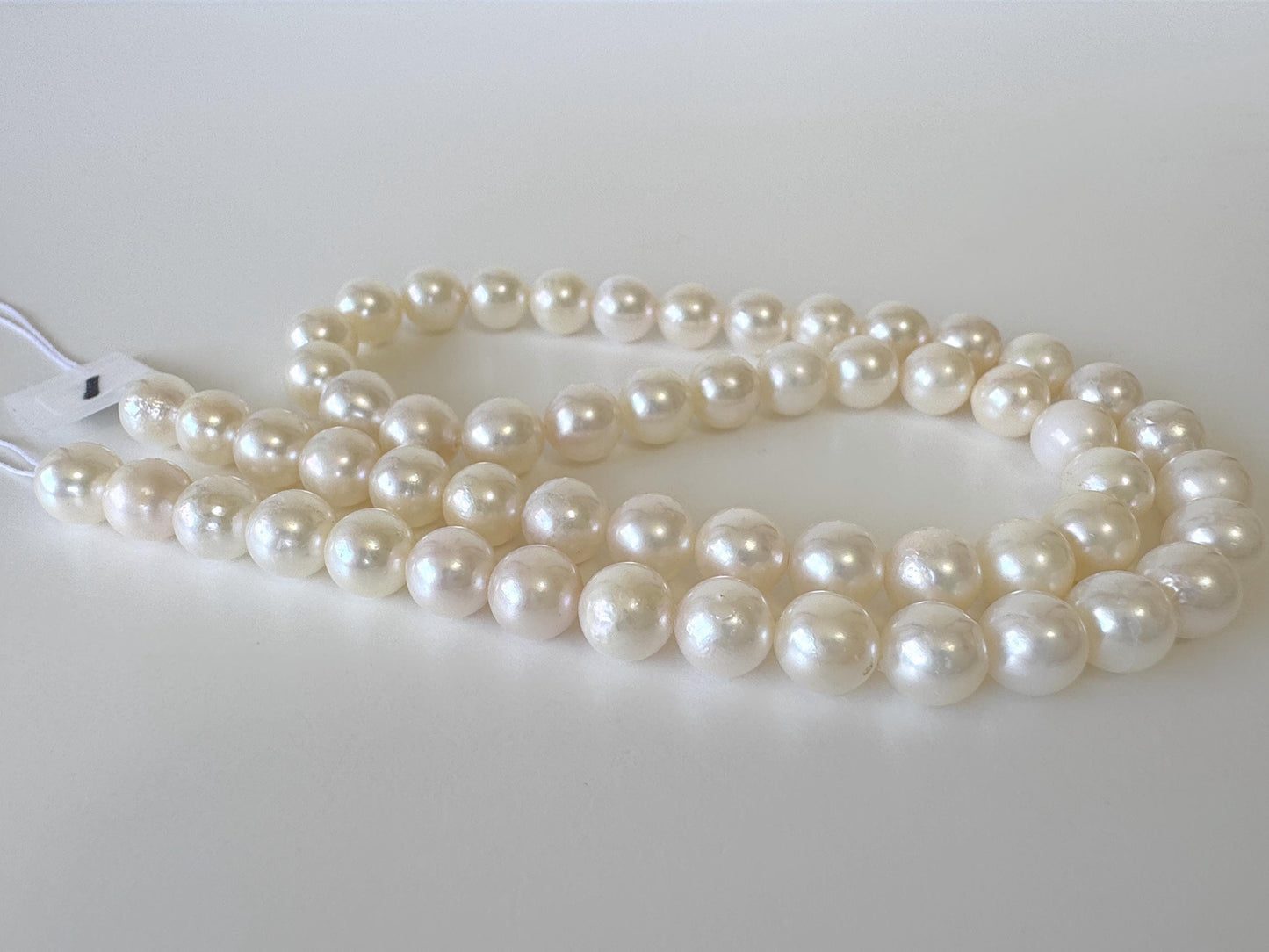 7-7.5mm Japanese White Akoya Pearl Beads, Genuine Akoya Pearl, Full Strand, 40cm , 15.7", Cultured Salt water pearl + Extra 5 pieces