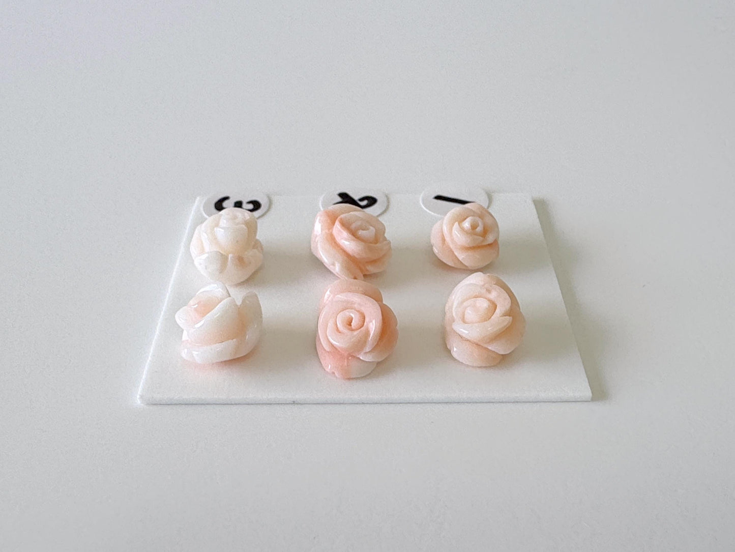 Natural Deep Sea Coral Rose Carvings 8-10mm, Pink Coral Roses, Natural color, Price per Pair, For Studs and Earrings, For Jewelry Making