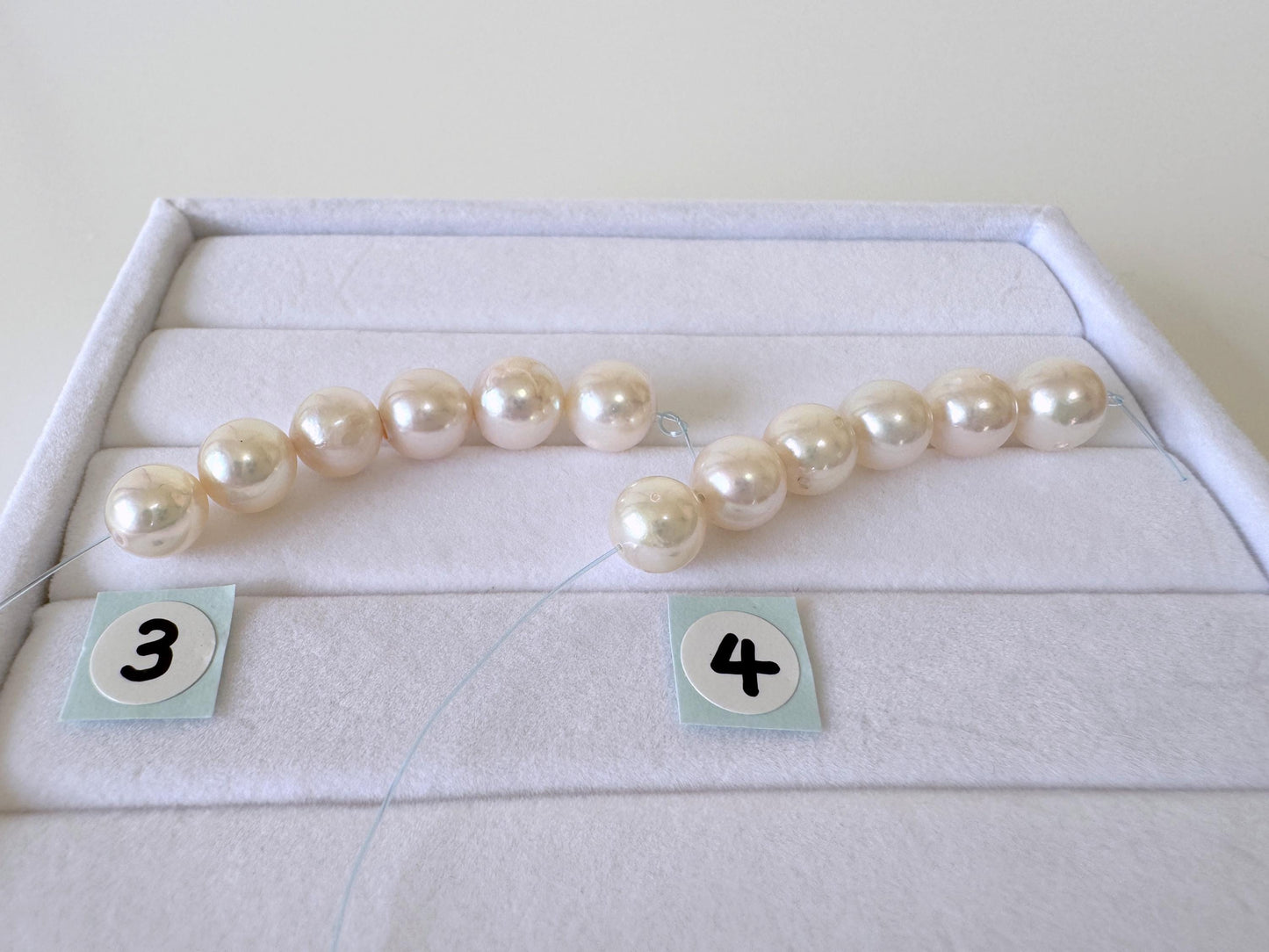 Japanese White/Pink Akoya Pearl Beads, 7-7.5mm, Mini Strand, Short Strand, 6 Pieces, Genuine Akoya Pearl, Cultured in Sea Water