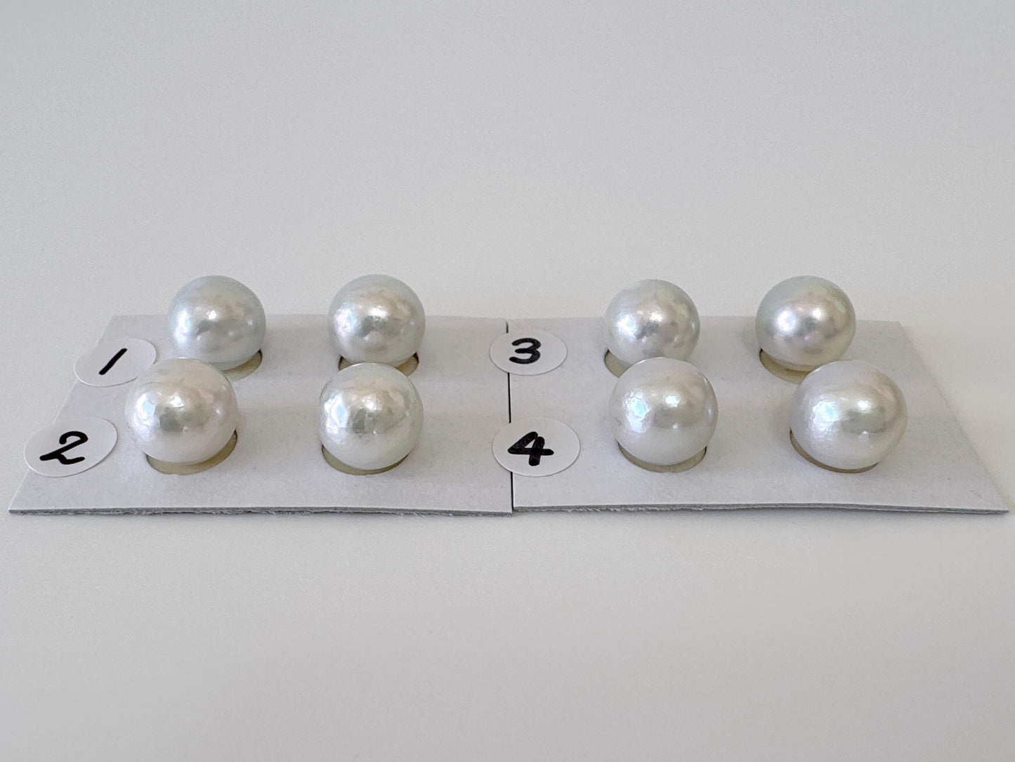 Japanese Akoya pearl 9.5mm, Light Blue Color, Half-Drilled Round/Semi-round loose, Natural Color, Price per Pair, Salt water pearl