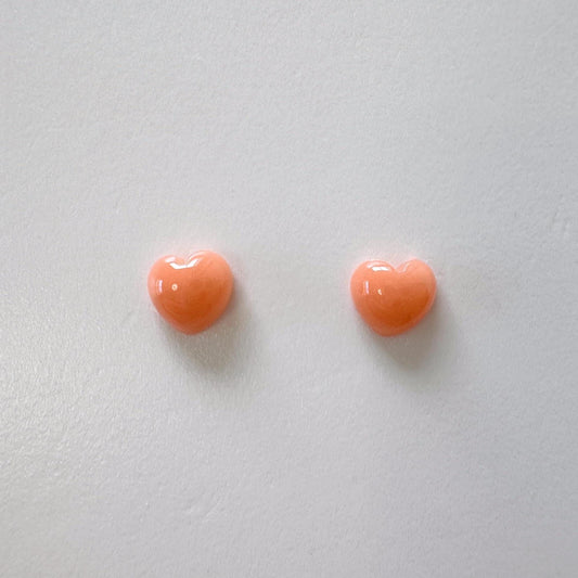 Natural Deep Sea Coral Very Small Heart shape Cabochon, Natural Pink color coral, Back hole, For Jewelry making and earrings, Price per pair