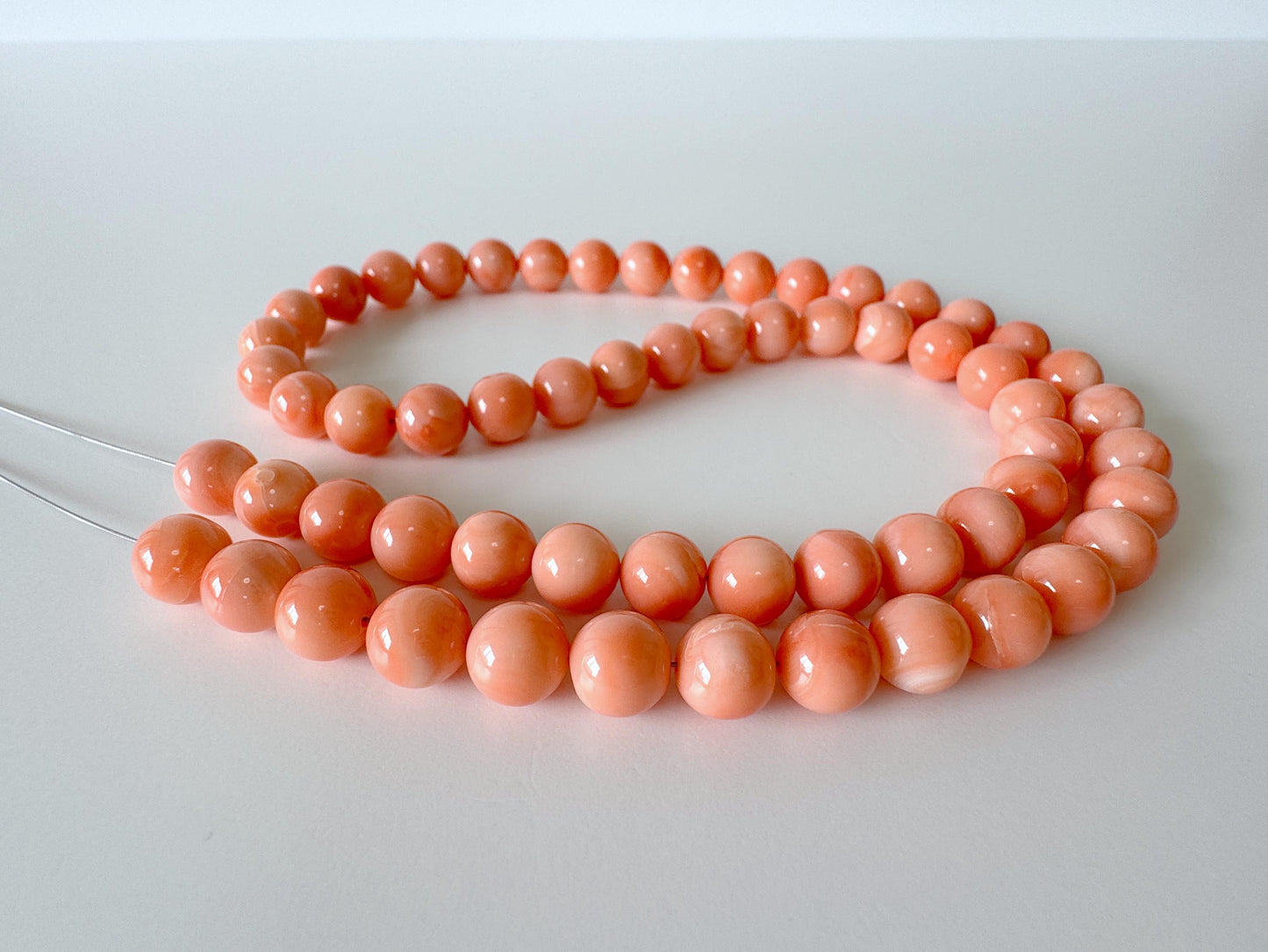 Natural Deep Sea Coral 7.5-7.8mm Round Beads Strand, Genuine Natural Pink / Orange Color, 44cm, 17.3in, For Jewelry Making