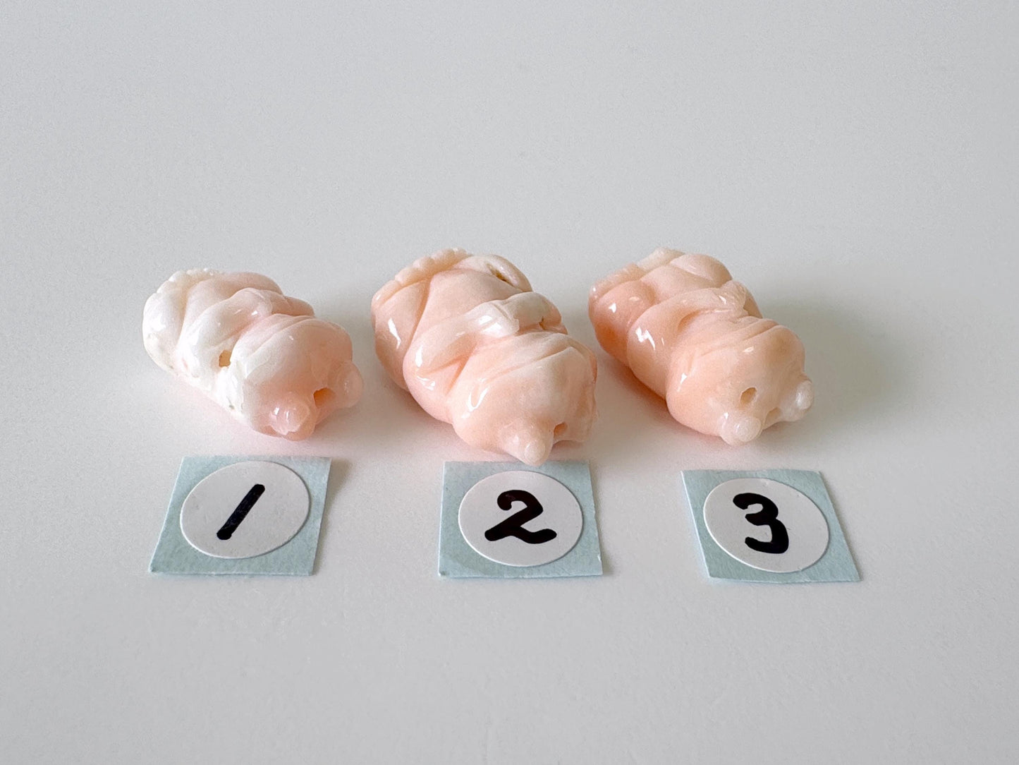Natural Deep Sea Coral, Angel Skin Color Pink Coral, Praying Frog Carvings, Price per piece, For Jewelry Making, Natural Color