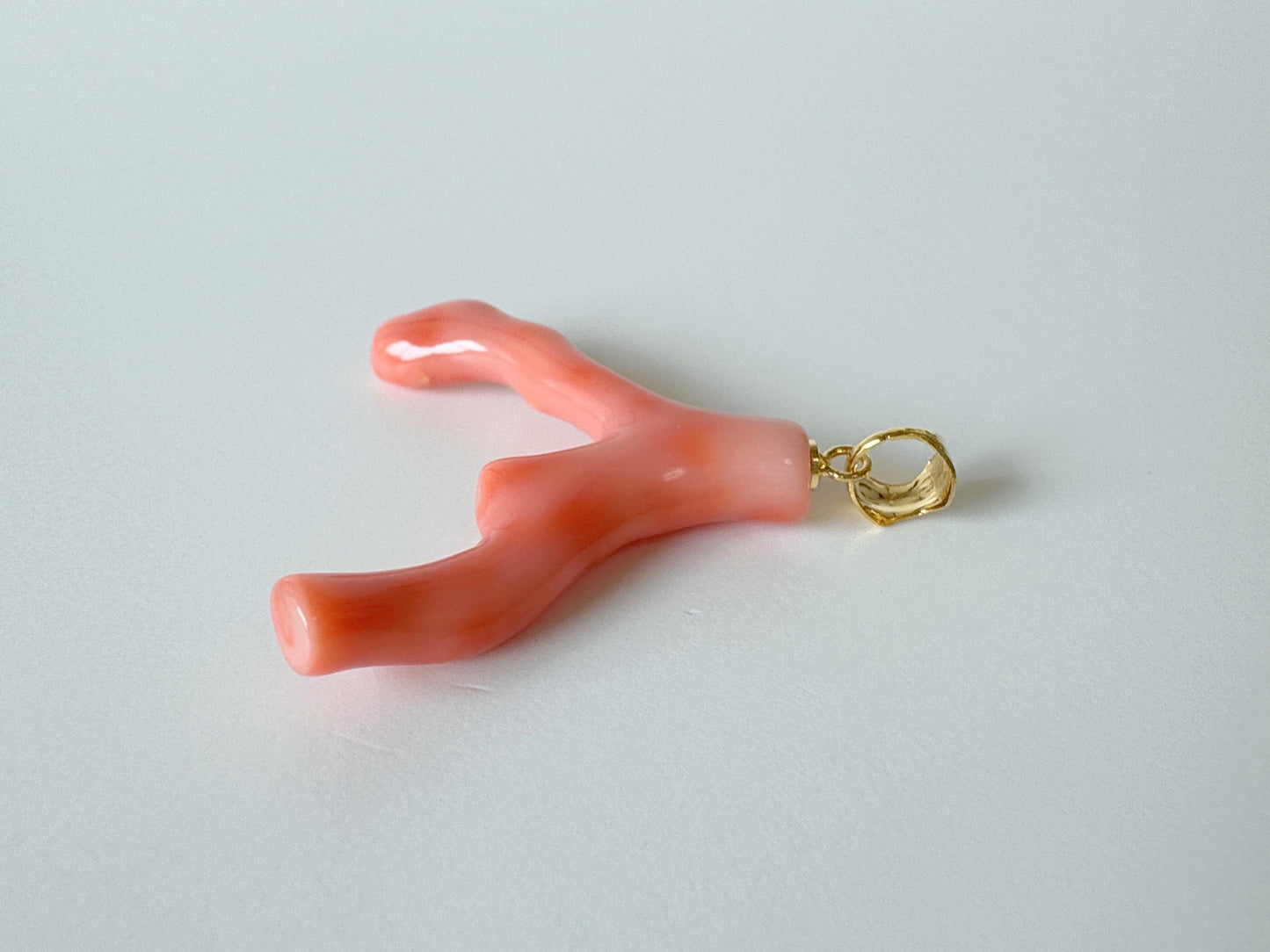 Natural Deep Sea Coral Branch Pendant, 29mm, Natural Orange/Pink color coral branch pendant, Silver (Gold-Plated) bail