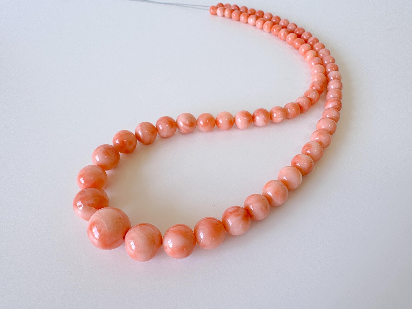 Natural Deep Sea Coral 4.5-11.3mm Round Beads Strand, Genuine Natural Pink / Orange Color, 40.5cm, 15.9in, For Jewelry Making