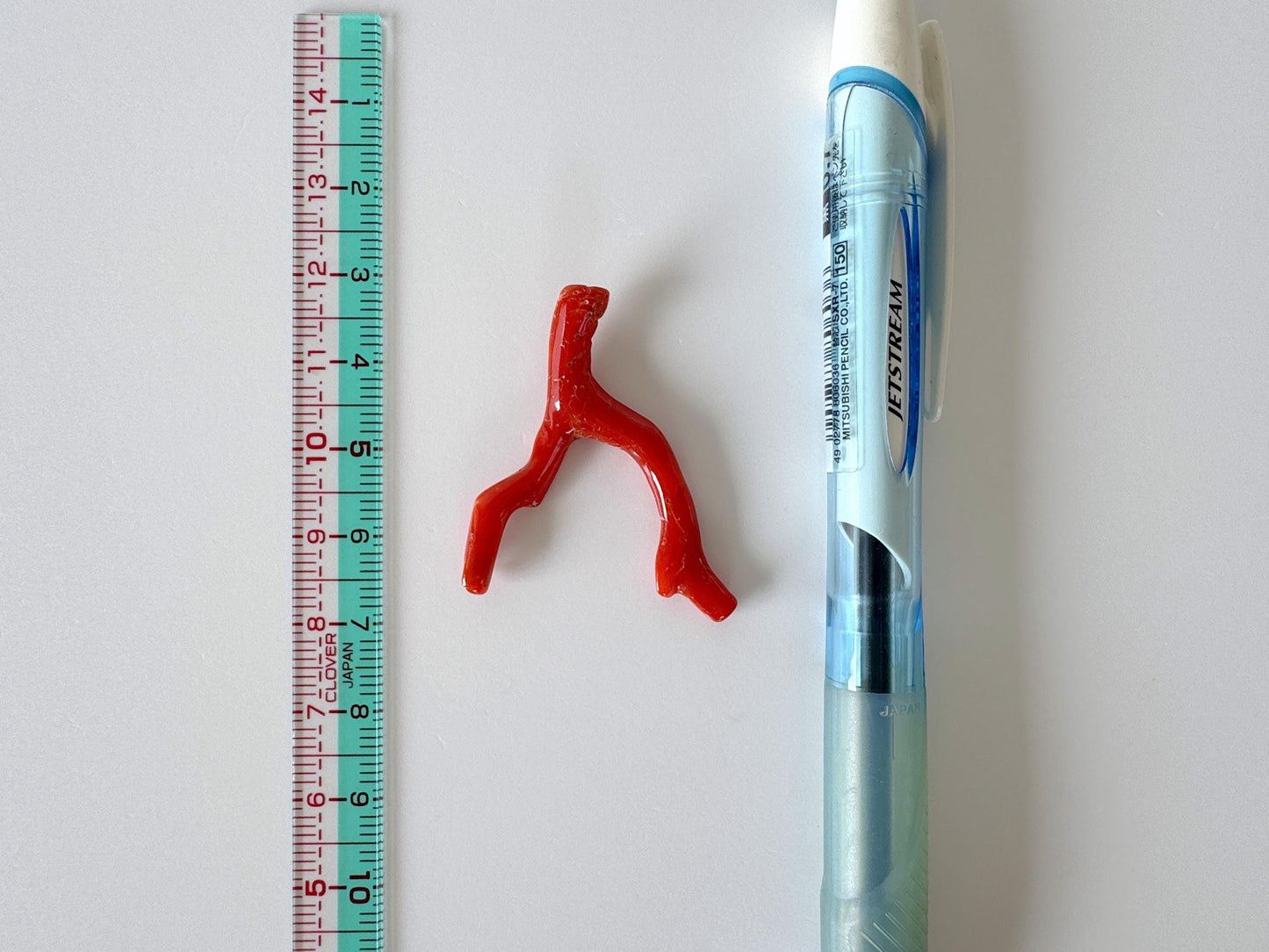 Japanese red(Aka) coral branch, 35mm, side full hole, natural red color coral for jewelry making