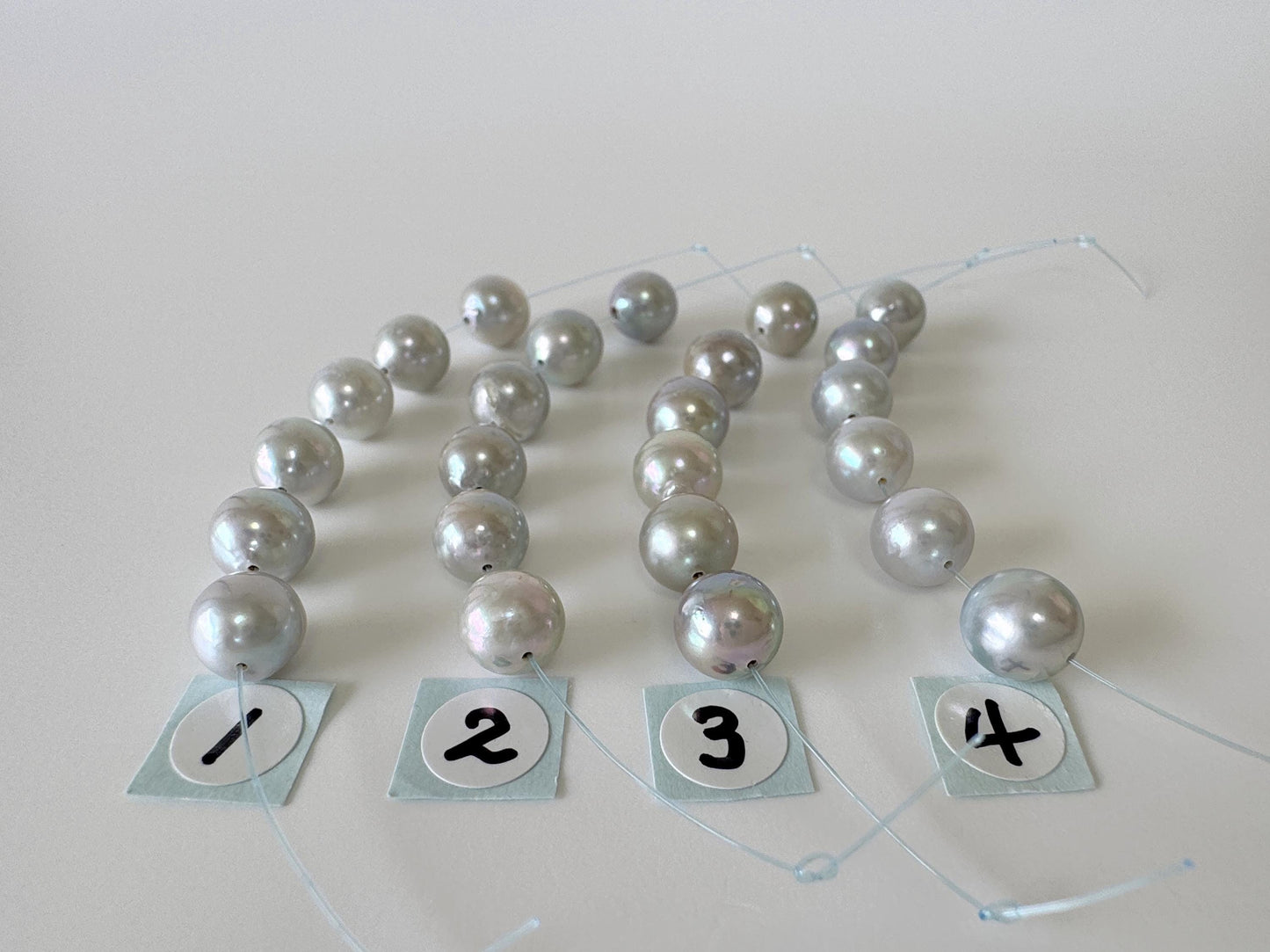 Japanese Blue/Silver color (cobalt treated) Akoya Pearl Beads, 7-7.5mm, Mini Strand, Short Strand of 6 Pieces, Cultured in Sea Water